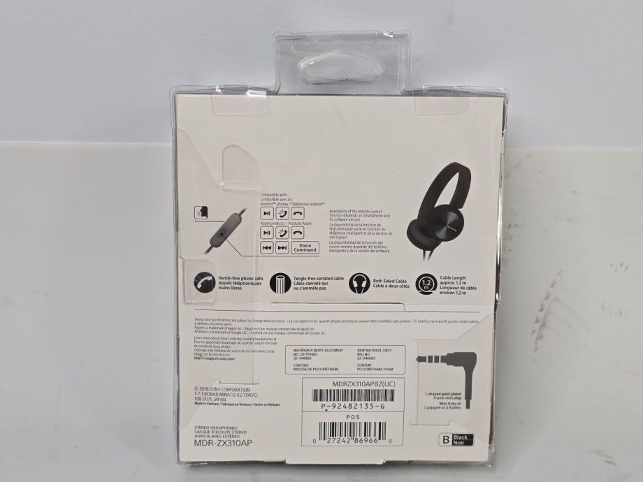 image of Sony MDR ZX310AP ZX Series Wired On Ear Headphones With Mic Black NEW 375311632126 3