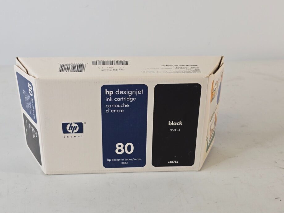 image of HP 80 C4871A Black Ink Cartridge Sealed 350ML Manufacture Date 01172013 375544519666