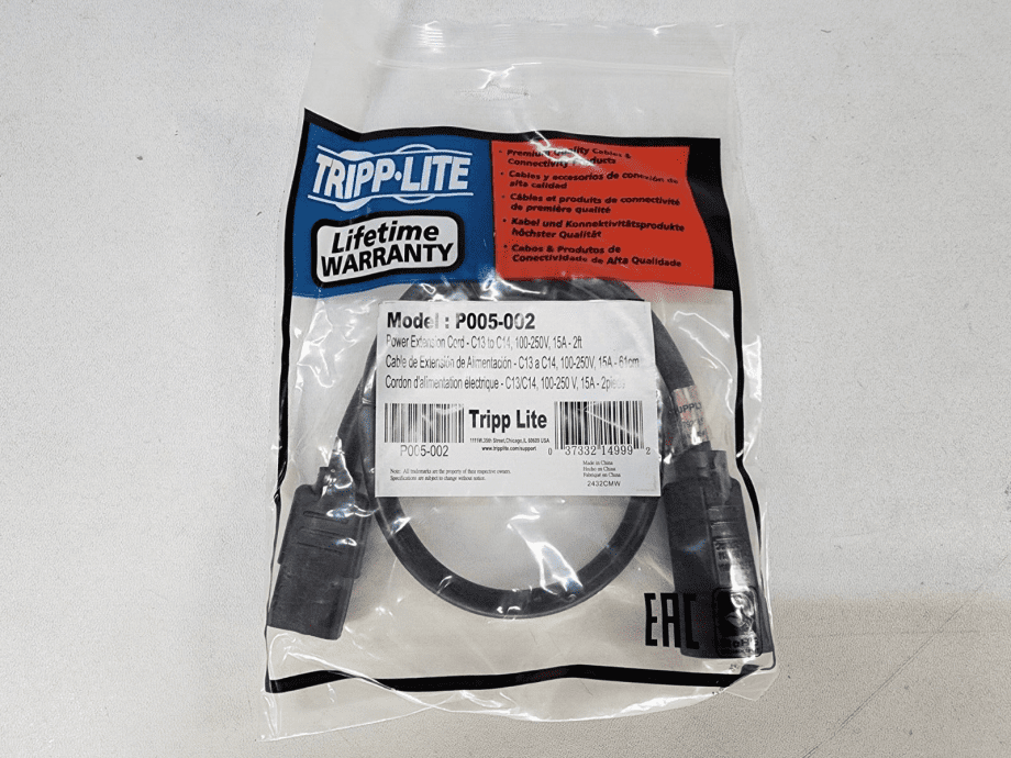 image of Tripp Lite Heavy Duty Power Extension Cord 15A 14AWG IEC 320 C14 to IEC 320 C 375269815796 2