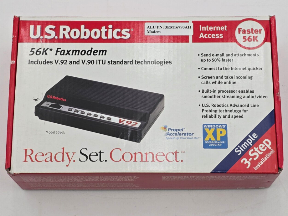 US Robotics USR5686E 56k V.92 External Serial Data Fax Modem NEW