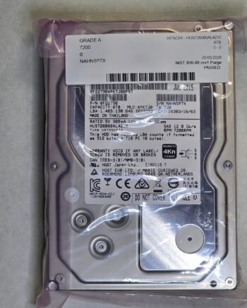 HITACHI HUS726060AL4210 6TB 3.5" 12Gb/s 7200 RPM SAS Drive Tested