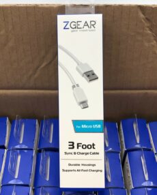 Lot (36) – ZGear 3 Foot Micro USB Sync & Charge Cable DC-MICUSB-WHZP –New Sealed