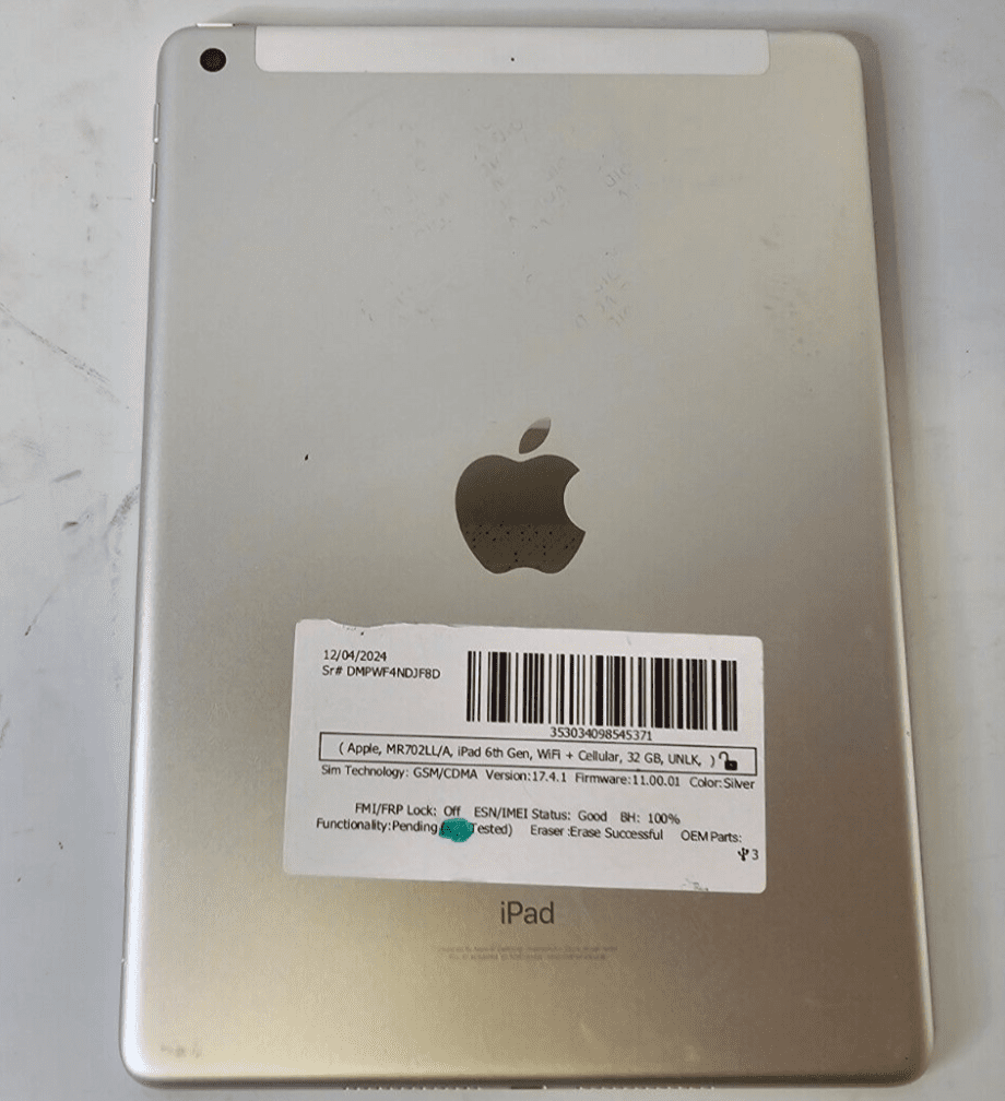 image of Apple iPad 6th Gen 32GB Wi Fi Cellular Unlocked 97in WhiteSilver 375415061258 2