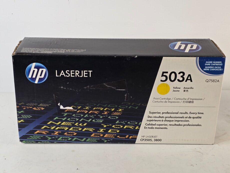 image of Genuine HP Color LaserJet CP3505 3800 Printer Yellow Toner Cartridge Q7582A New 375544464468