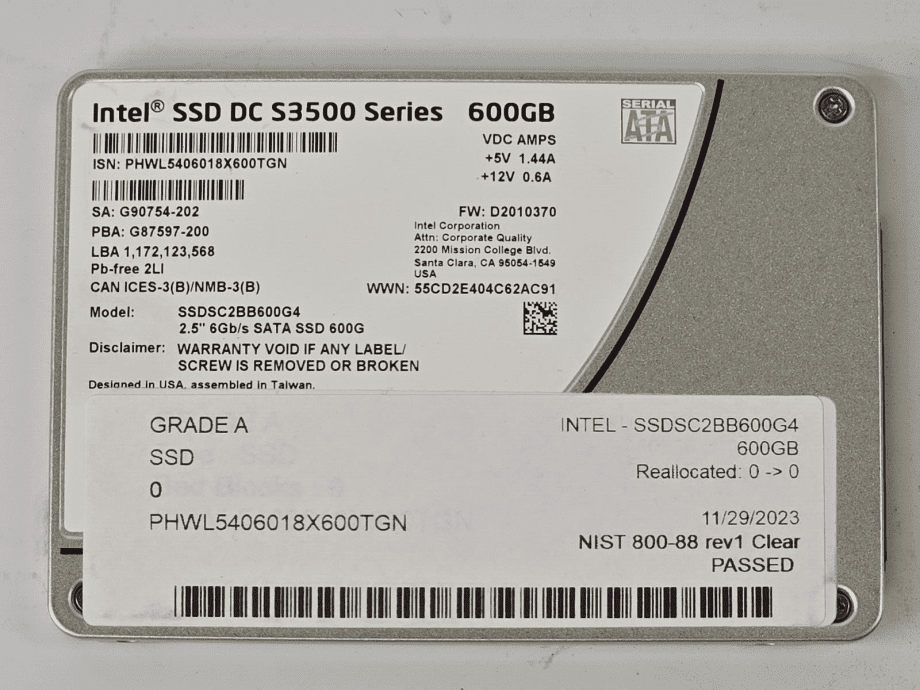 image of Intel SSD DC S3500 Series 600GB SATA 6Gbps 25 SSD SSDSC2BB600G4 Tested 375442292668