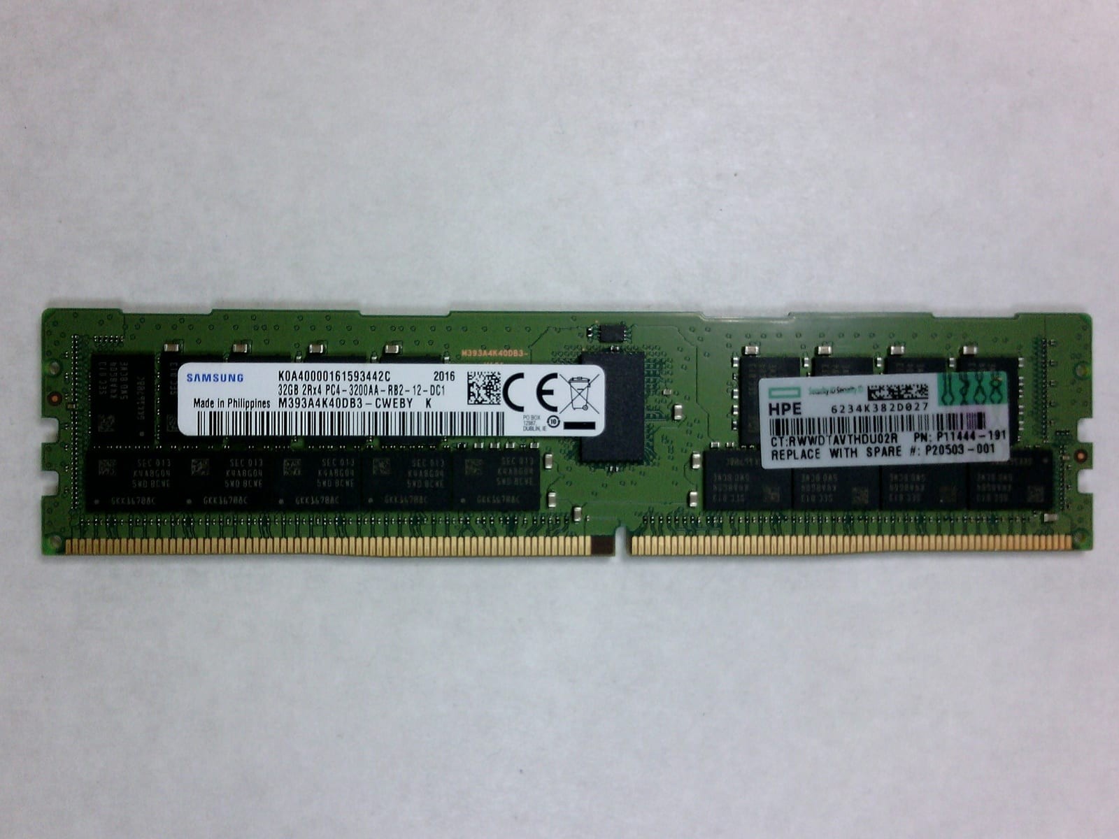 Samsung 32GB PC4-25600R DDR4-3200 2Rx4 ECC RDIMM RAM M393A4K40DB3-CWE 1 Samsung 32GB PC4-25600R DDR4-3200 2Rx4 ECC RDIMM RAM M393A4K40DB3-CWE