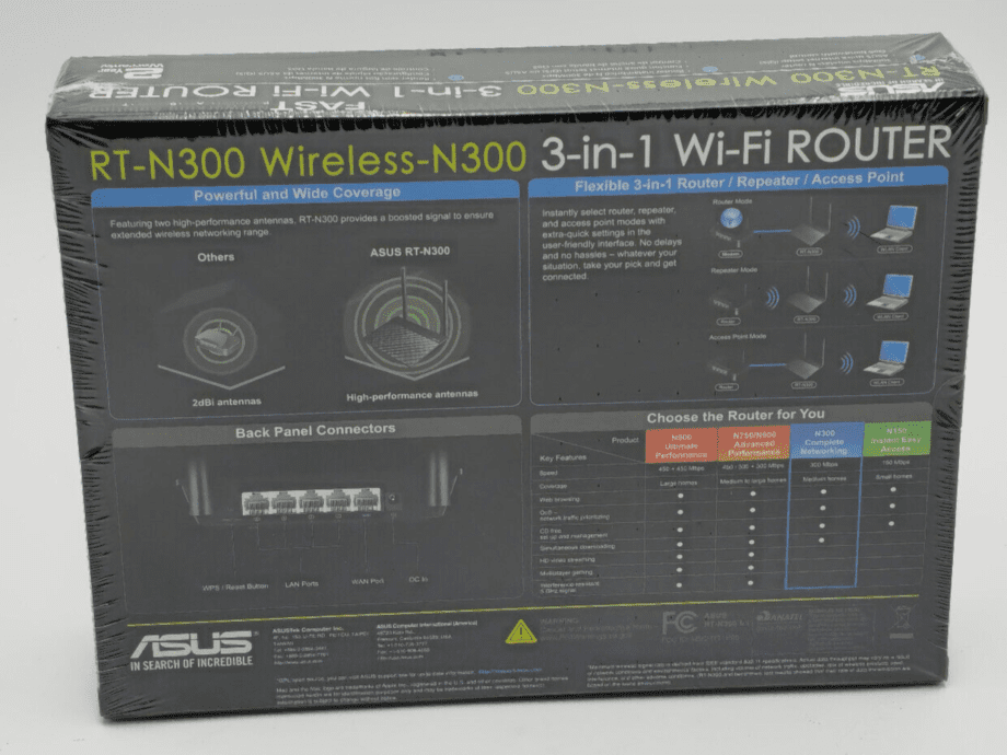 image of ASUS RT N300 Wireless N300 3 in 1 WiFi Router BRAND NEW SEALED 356176784598 2