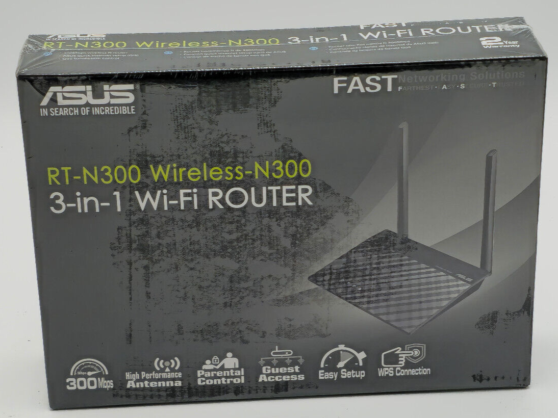 ASUS RT-N300 Wireless-N300 3-in-1 WiFi Router BRAND NEW SEALED. 1 ASUS RT-N300 Wireless-N300 3-in-1 WiFi Router BRAND NEW SEALED.