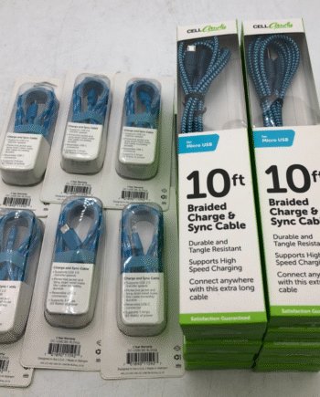 Lot(16)– Blue Cell Candy Sync & Charge Cables (6.5ft USB-C, 10ft Micro USB) -New