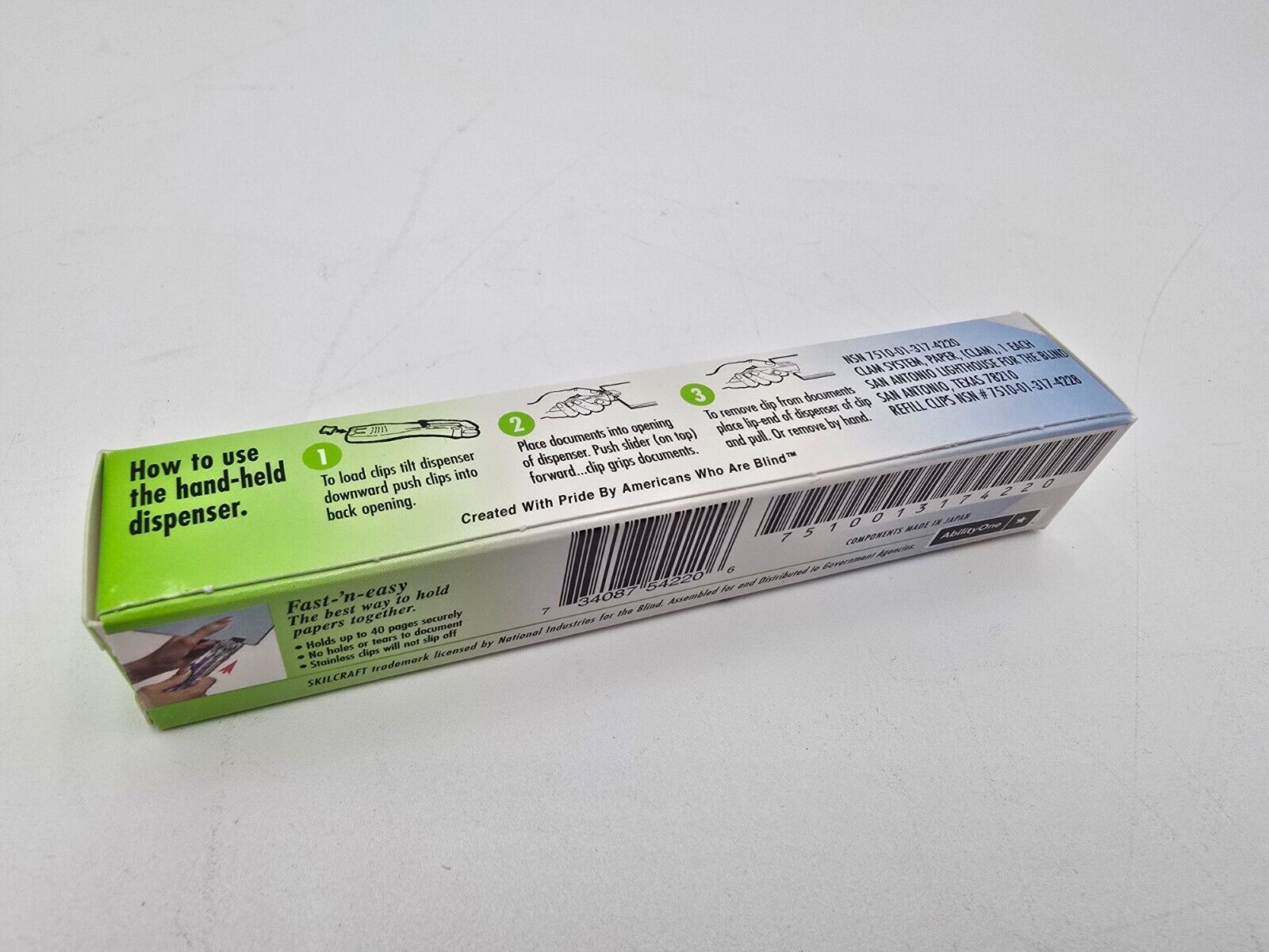 Skilcraft Hand Held Clam Clip Dispenser Medium # 40 7510013174220 3 Skilcraft Hand Held Clam Clip Dispenser Medium # 40 7510013174220