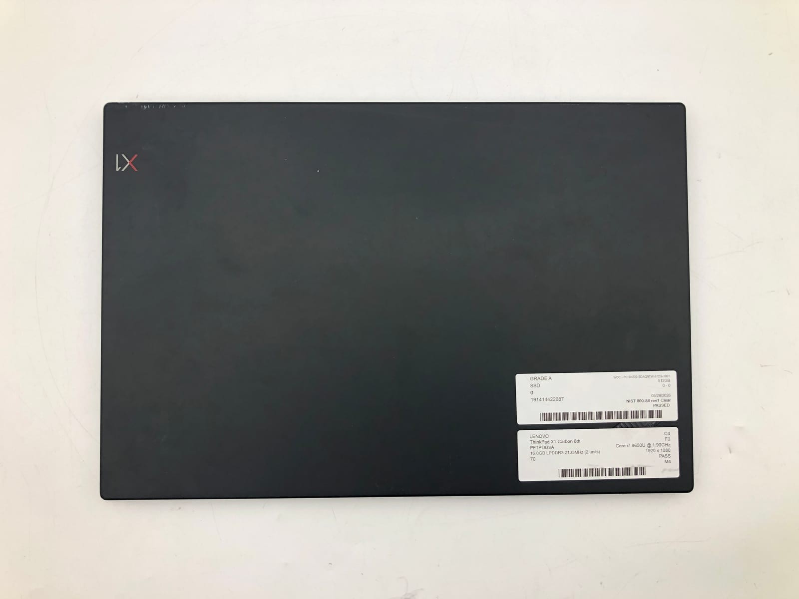 Lenovo | ThinkPad X1 Carbon 6th | i7-8650U | 16GB | 512GB NVMe | | 70% Battery 7 Lenovo | ThinkPad X1 Carbon 6th | i7-8650U | 16GB | 512GB NVMe | | 70% Battery