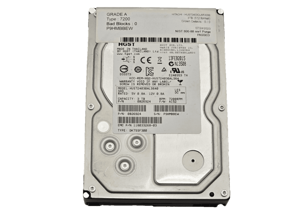 image of HGST EMC 3TB 72K 35 SAS HUS724030ALS640 HUS72403CLAR3000 512BLOCK 375685106429