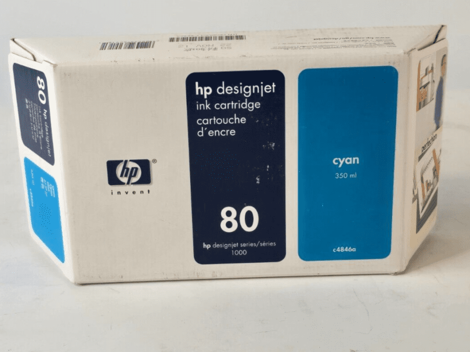 image of Genuine HP Cyan 80 Ink Cartridge C4846A Manufacture Date 221112 355881069779