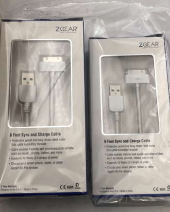 Lot (24) – ZGear 6ft Sync & Charge Cable for Apple 30 Pin DC-APPIPHONE-6FT – New