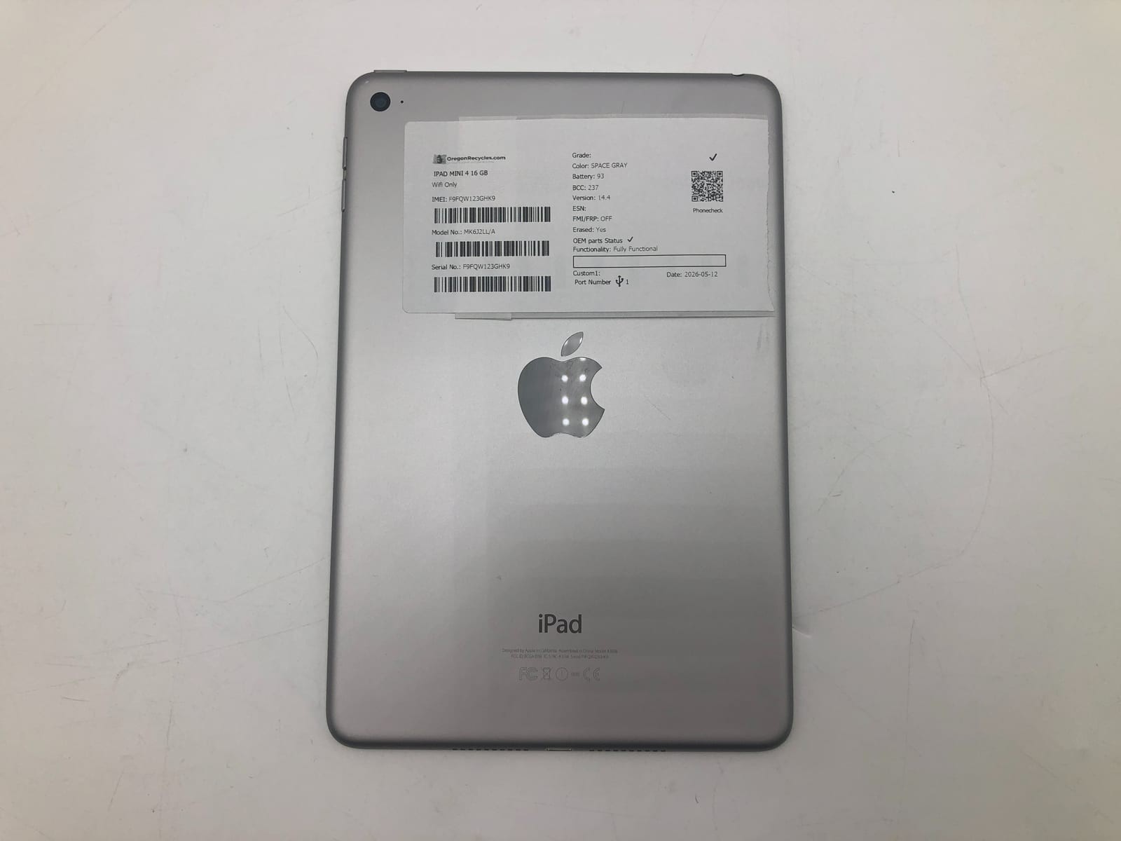 Apple iPad mini 4 16GB Space Gray Wifi Only MK6J2LL/A iOS Smartphone Tested 82% 7 Apple iPad mini 4 16GB Space Gray Wifi Only MK6J2LL/A iOS Smartphone Tested 82%